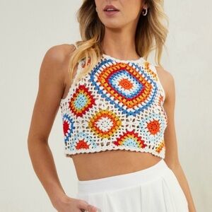 NWOT Altar’d State Crocheted Boho Multicolor Tank Top (M)